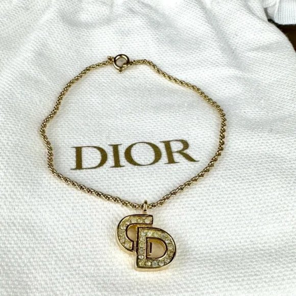 ⭐CHRISTIAN DIOR gold rhinestone bracelet with dust bag - Picture 2 of 4